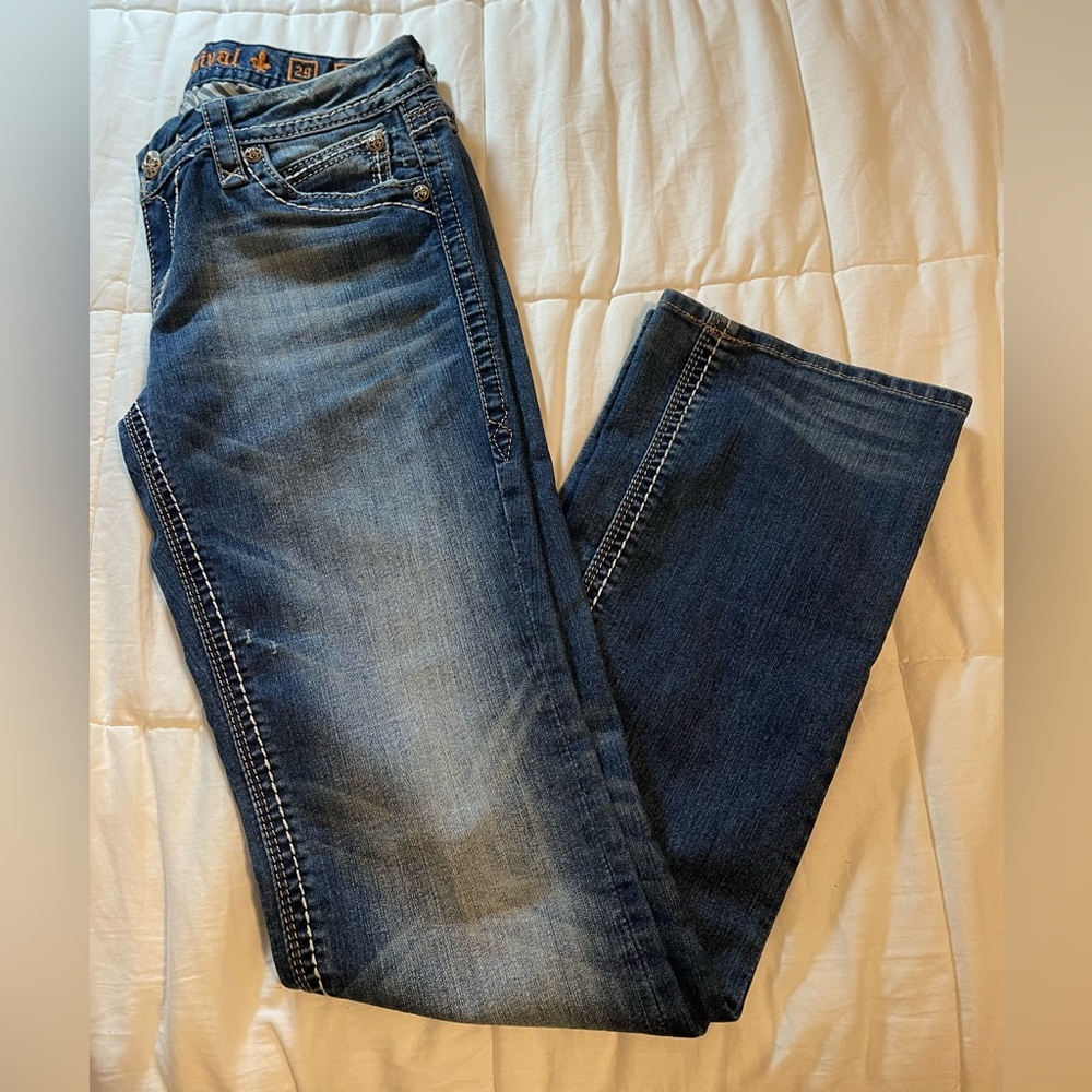 Rock Revival Leah Easy Boot Jeans Sz:29 Flap Pocket Western Cowgirl - Picture 9 of 12